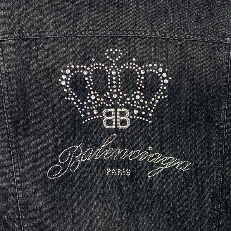 Balenciaga Balenciaga 24 Black and Grey Crown Rhinestone Cotton Lapel Size US M / EU 48-50 / 2 - 5 Thumbnail