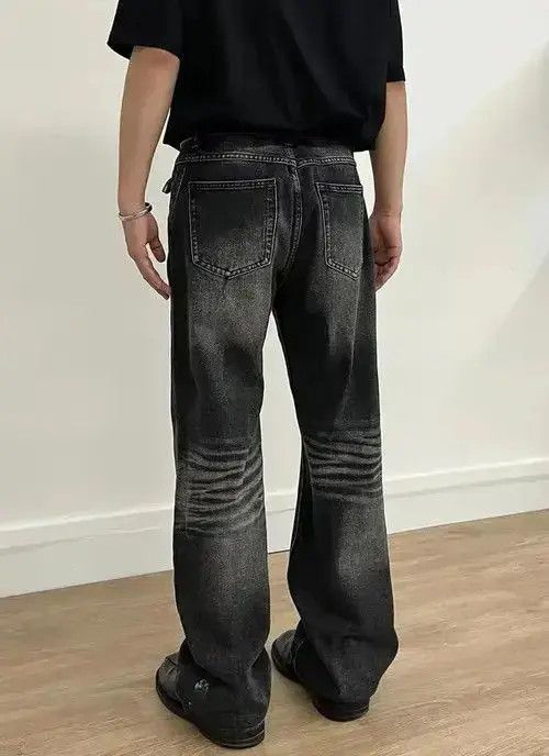 Japanese Brand Vintage washed black micro-flare casual jeans Size US 32 / EU 48 - 3 Thumbnail