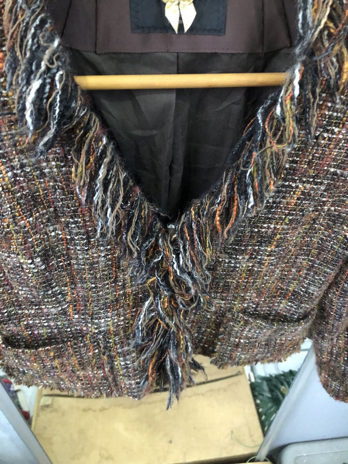 Yohji Yamamoto Ined Ponte Torto Tweed Cropped Jacket Japan Size XXS / US 00 / IT 34 - 5 Thumbnail