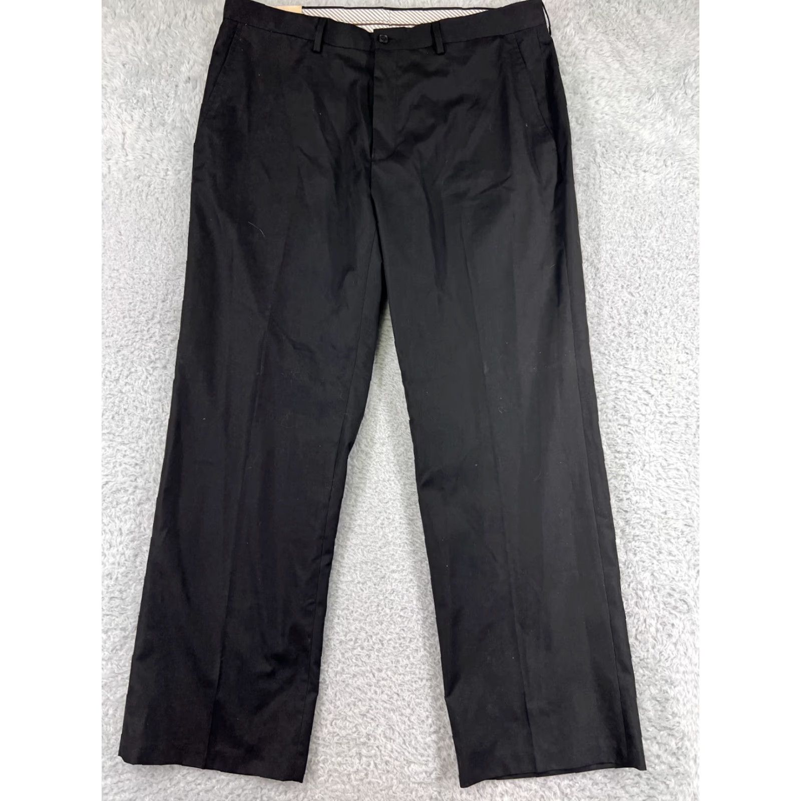 Haggar Haggar Mens Dress Pants Black 38 Flat Front Polyester Blend Zip Fly Straight Fit Comfort Pockets Belt Loops Dress Pants Men Black 38 Size US 38 / EU 54 - 2 Thumbnail