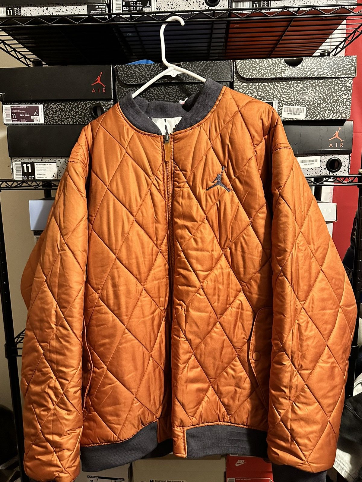 image of Jordan Nike Vintage Jordan 8 Retro Bomber Jacket Reversible 2Xl in Orange, Men's