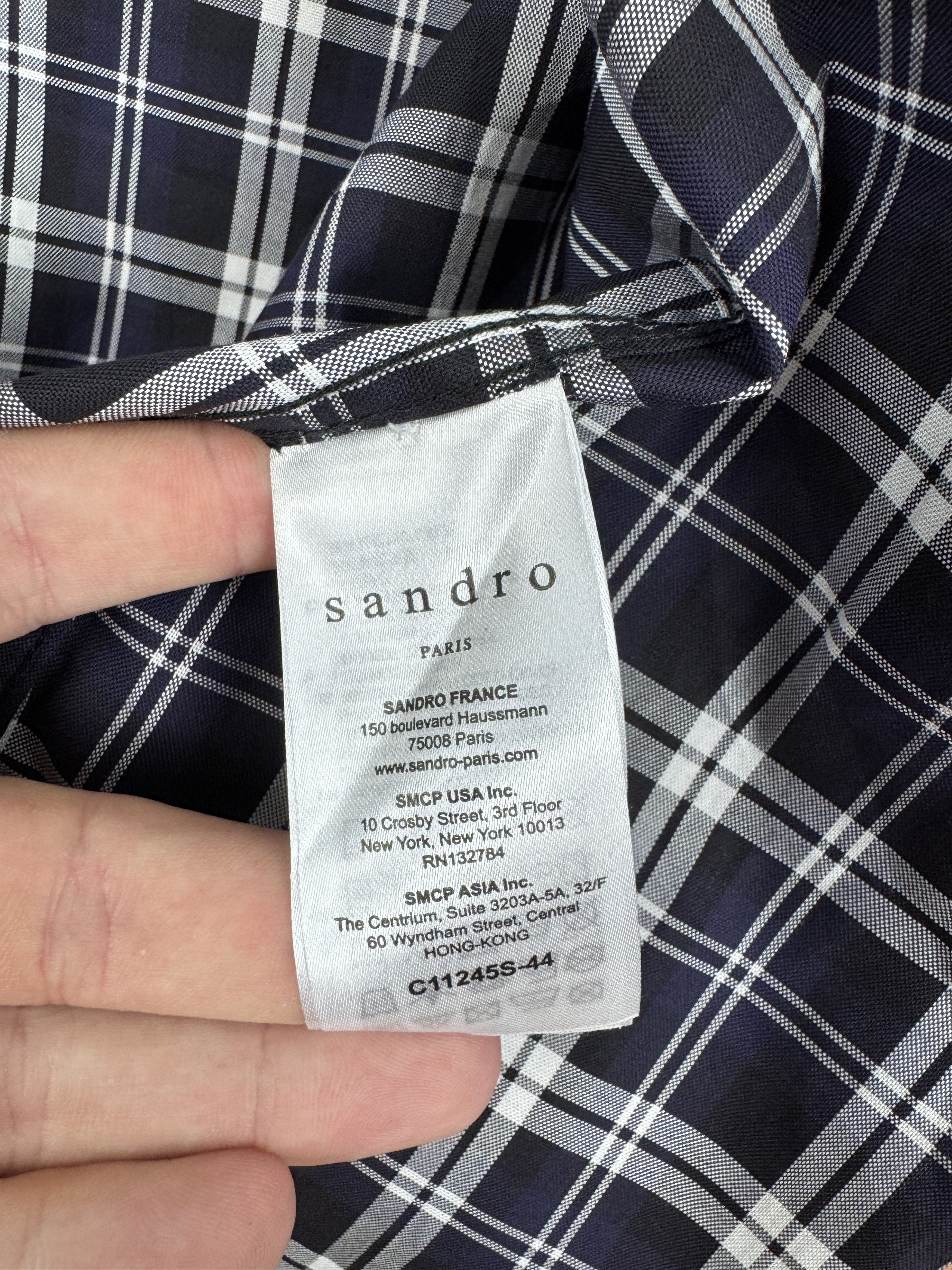Sandro NWT RRP 230$ SANDRO Paris Chemise Tartan Marine Shirt Size US S / EU 44-46 / 1 - 13 Thumbnail