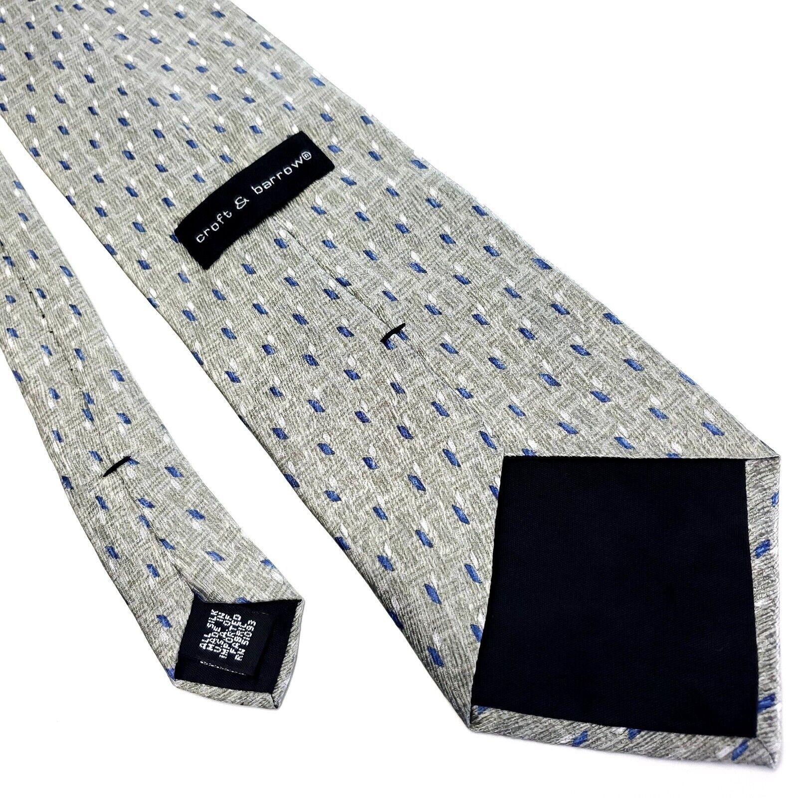 Croft & Barrow Croft & Barrow Silk Tie Gray Blue Geometric Print Wide Size ONE SIZE - 3 Thumbnail