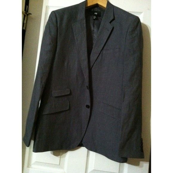 H&M H & M MENS GRAY 100%LINEN SPORT COAT JACKET BLAZER SIZE: 42R Size 42R - 1 Thumbnail