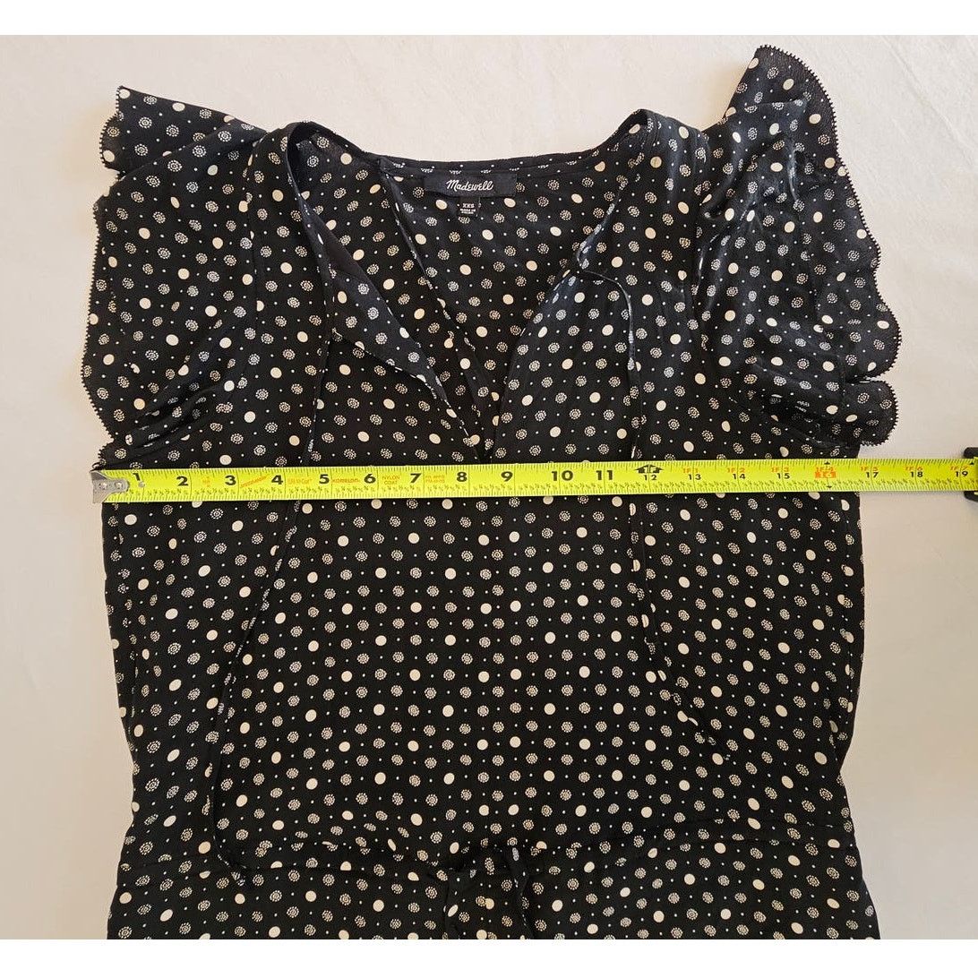 Madewell EUC Madewell Silk Black Polka Dot Petalplay Romper XXS Size 24" / US 00 / IT 34 - 6 Thumbnail