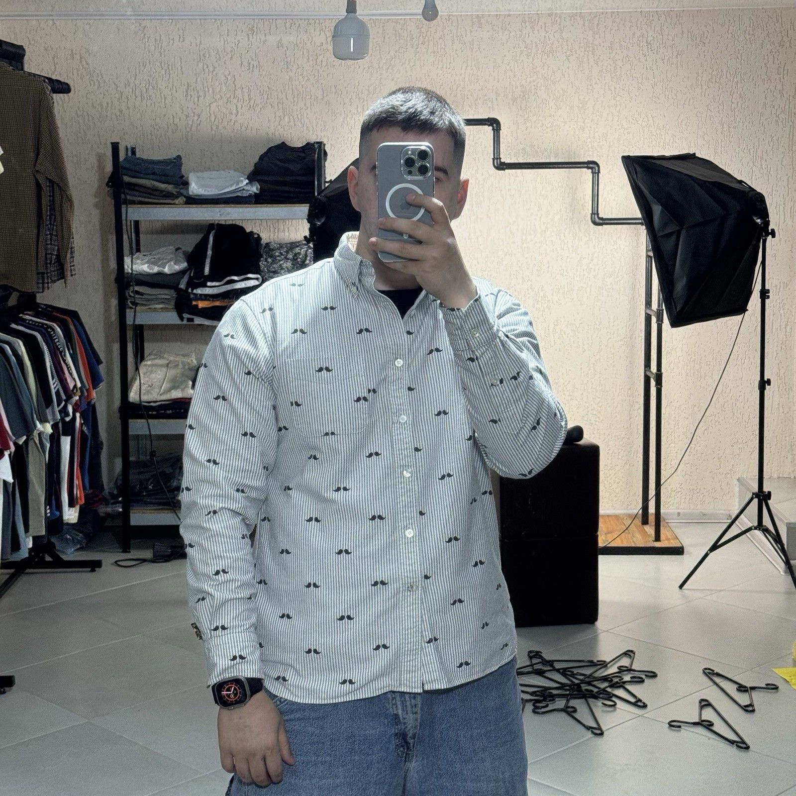 Bape Mr. Bathing Ape Cotton Check Shirt Gray Bape Made in Japan Size US L / EU 52-54 / 3 - 16 Thumbnail