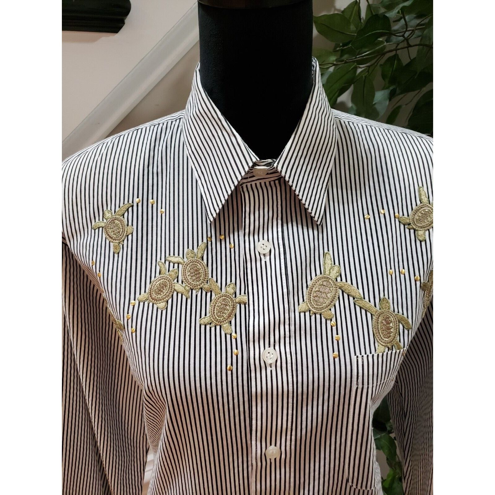 Other Vintage Striped Polyester Long Sleeve Button Down Shirt M Size M / US 6-8 / IT 42-44 - 2 Thumbnail