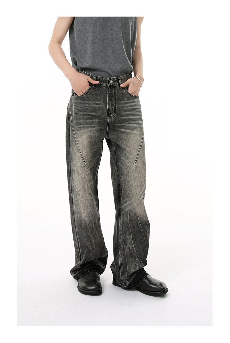 Japanese Brand × Jean Washed whisker wide-leg casual scimitar jeans Size US 34 / EU 50 - 1 Thumbnail