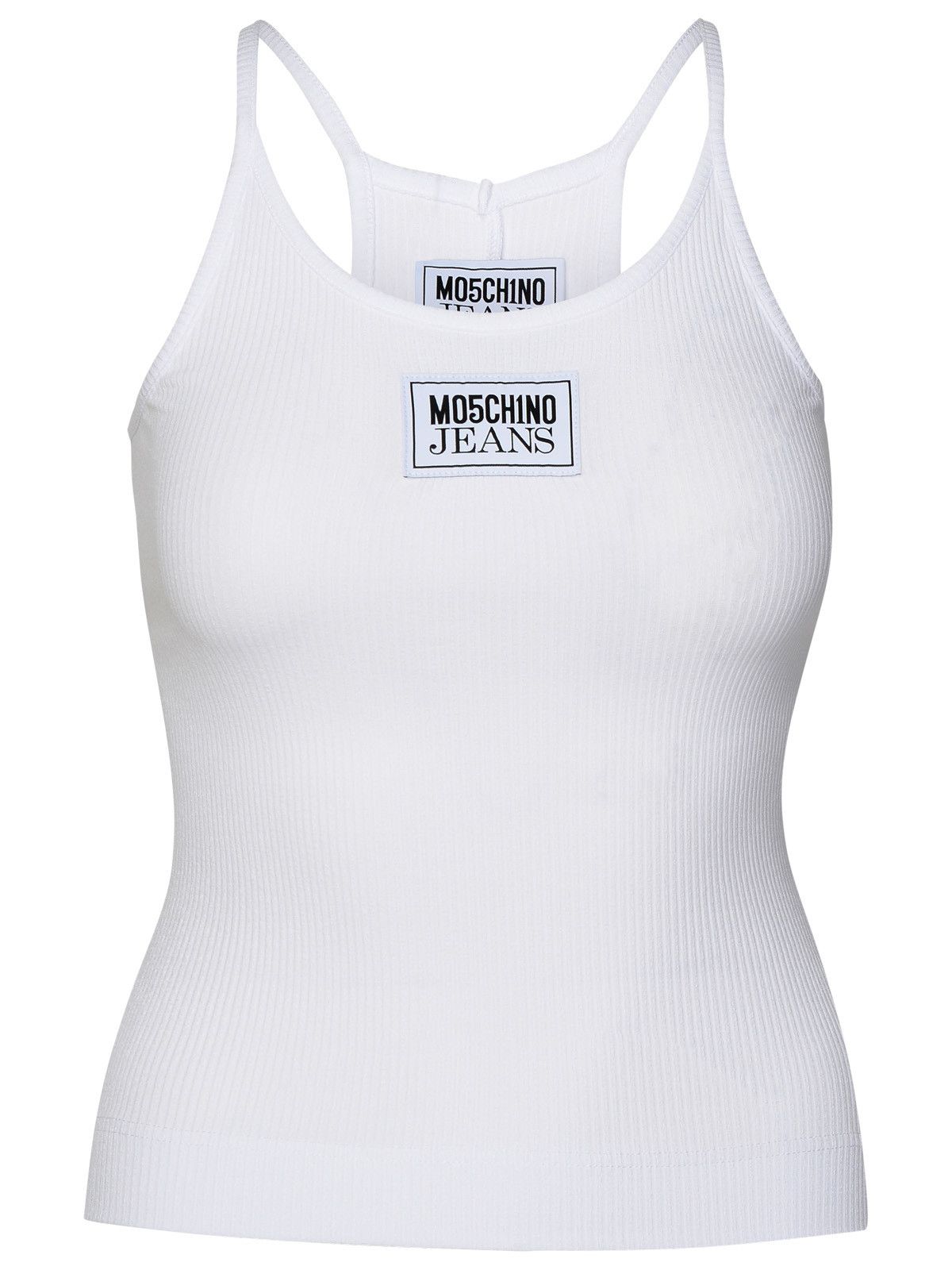 image of Moschino Jeans White Viscose Blend Tank Top, Women's (Size Medium)