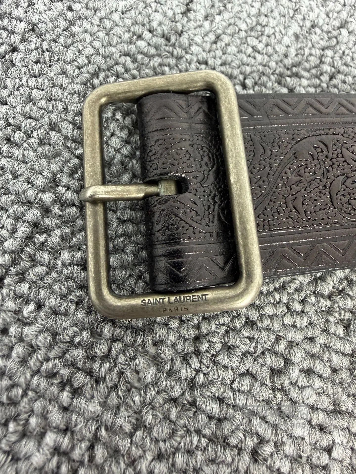 Saint Laurent Paris Saint Laurent Paisley Pattern Leather Belt. Size ONE SIZE - 5 Thumbnail