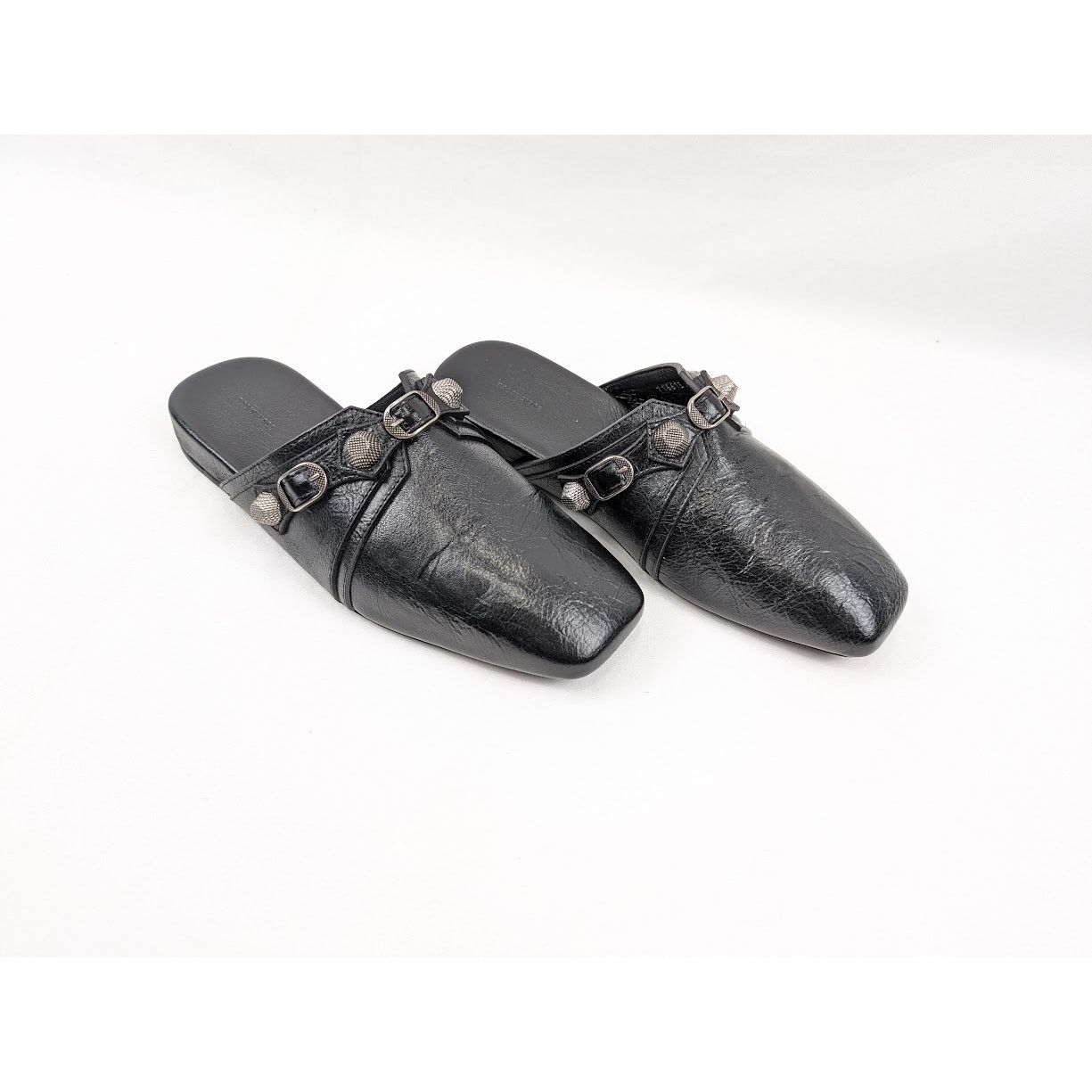 Balenciaga o1rshd1 Cosy Cagole F005 Arena Mules in Black/Aged Silver Size US 7 / EU 40 - 13 Thumbnail