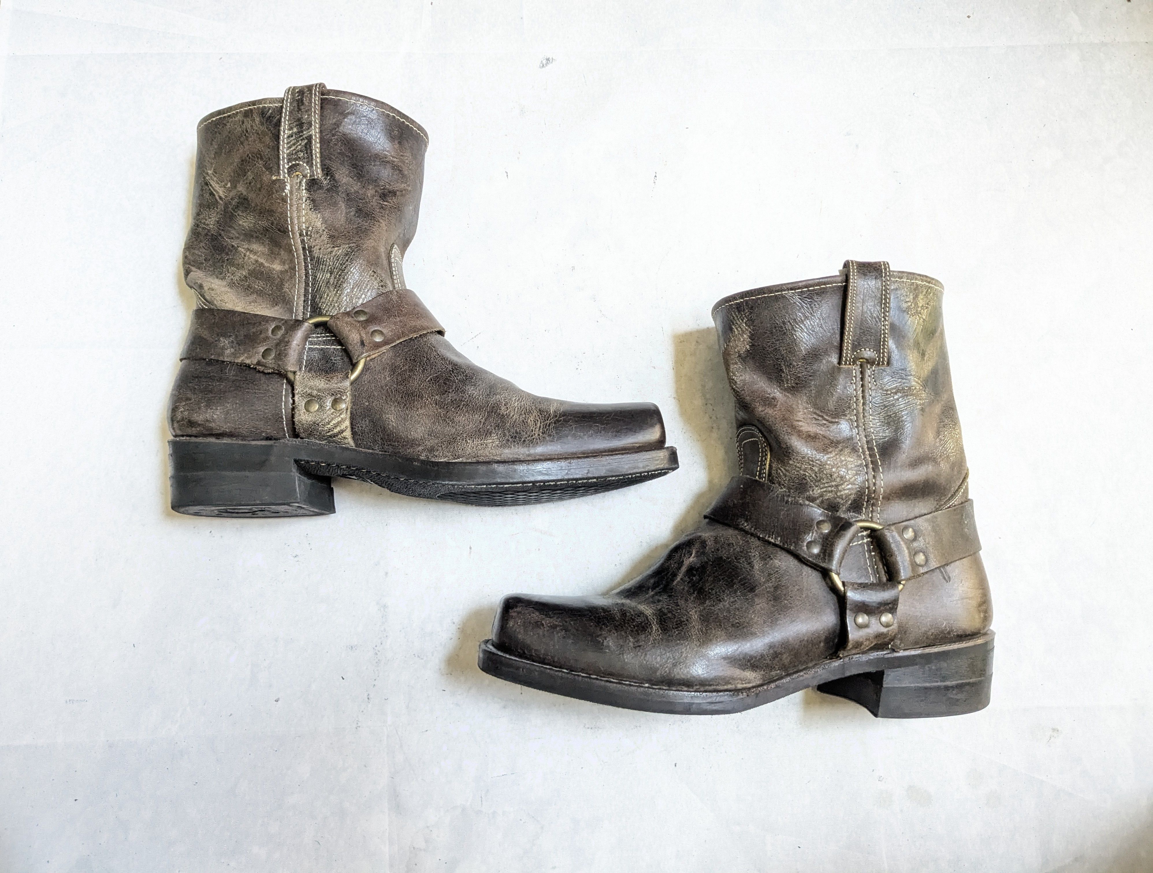 Frye Frye Harness Boots Brown Leather 12 M USA Buckle Strap Size US 12 / EU 45 - 1 Thumbnail