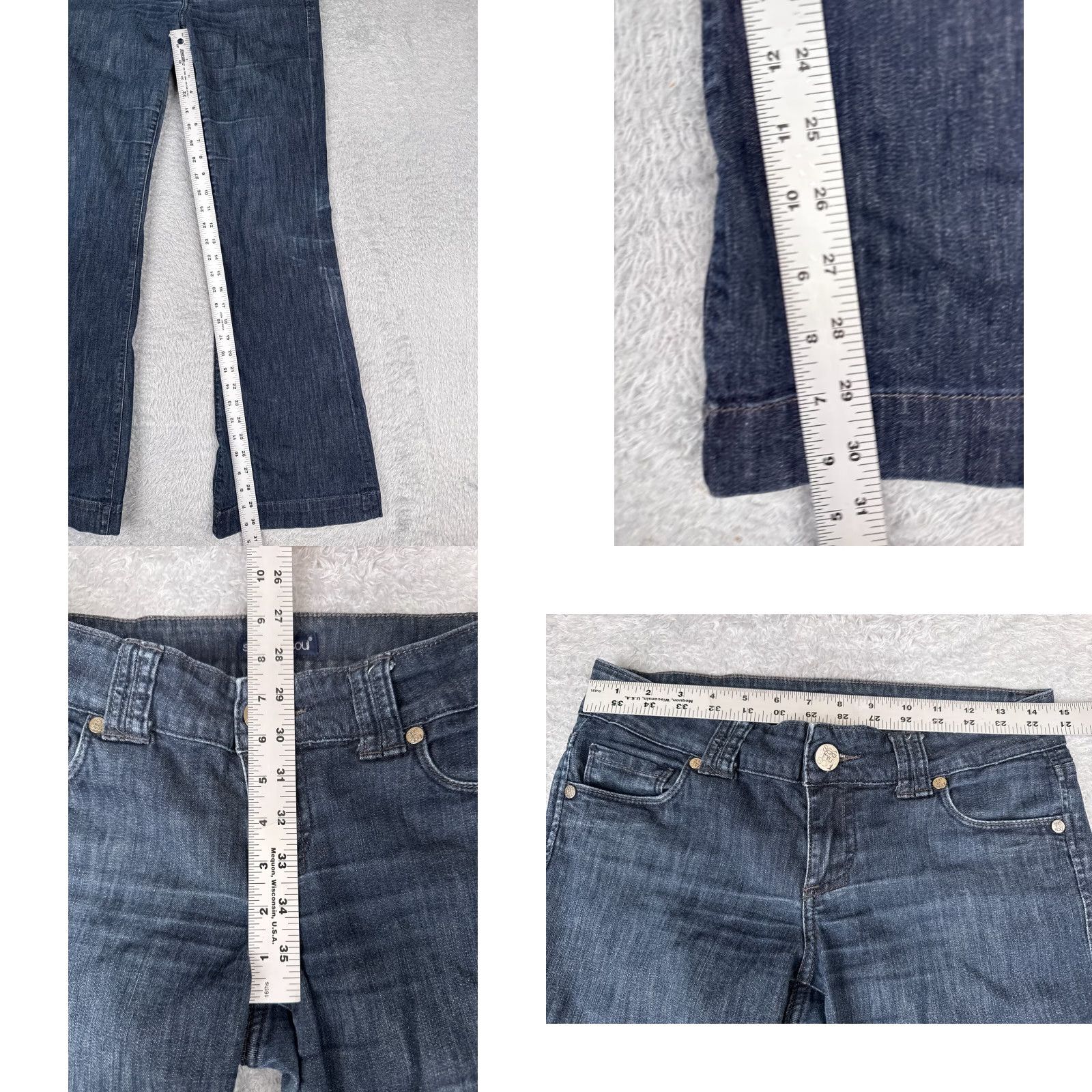 Vintage See Thru Soul Jeans Womens 27 Blue Denim Flared Low Rise 28x31 Size 27" / US 4 / IT 40 - 8 Thumbnail