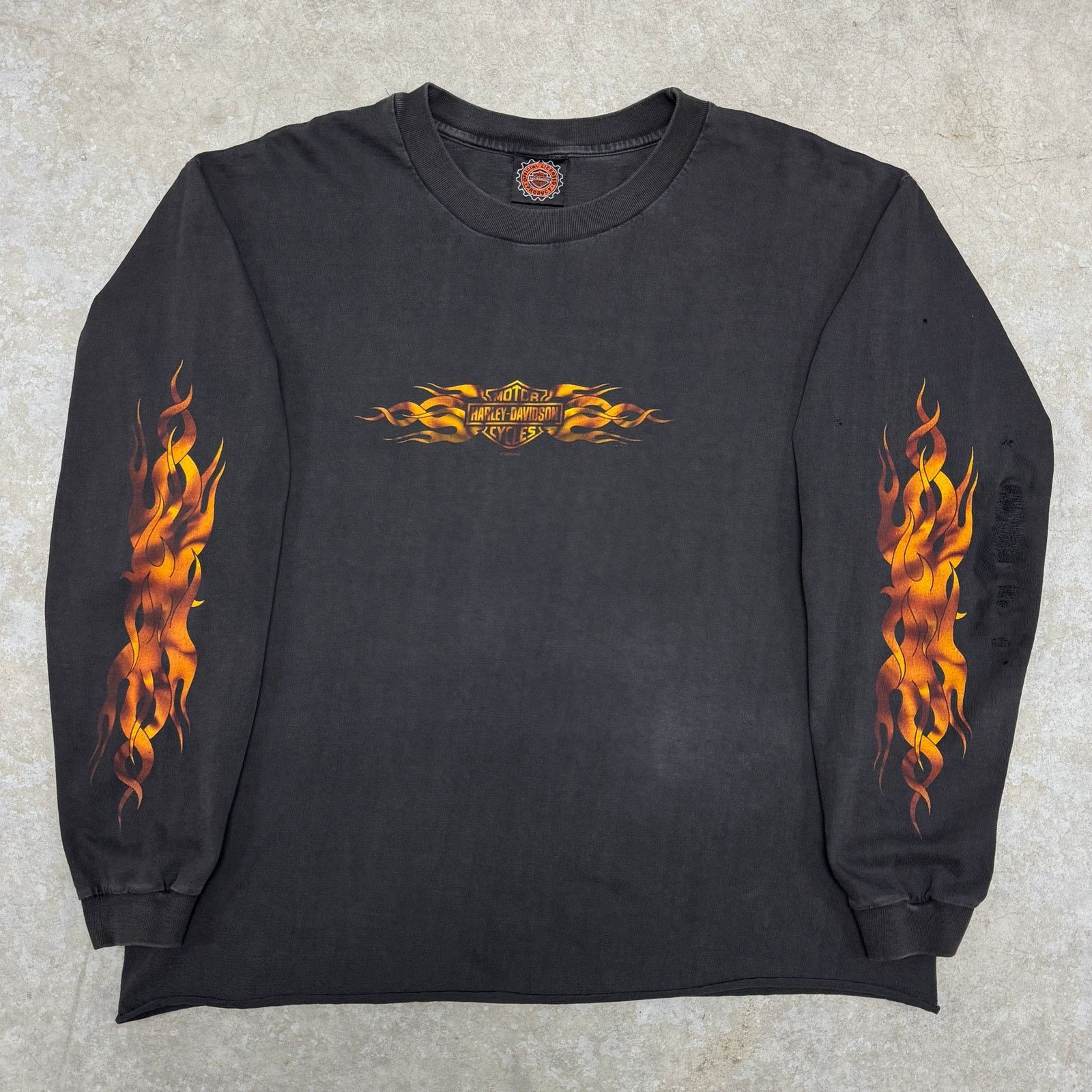 Harley Davidson × Vintage Vintage Harley Davidson Blue Flame Long