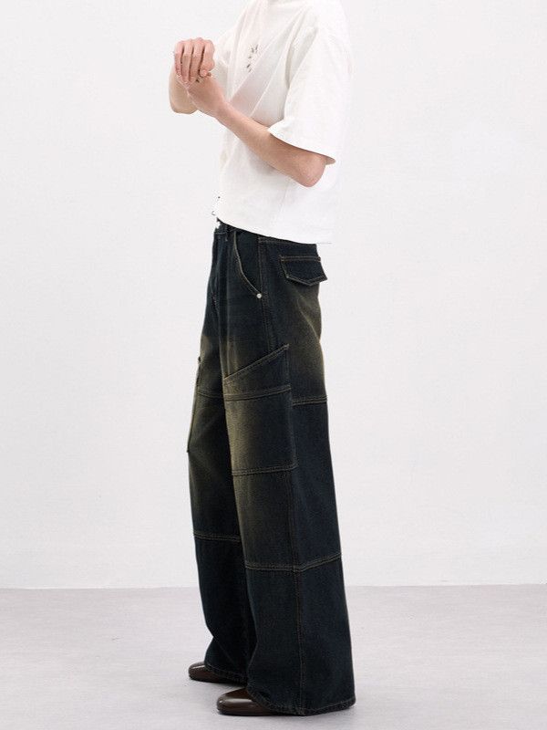 Vintage American-Style Washed & Distressed Patchwork Cargo Pants Size US 32 / EU 48 - 4 Thumbnail