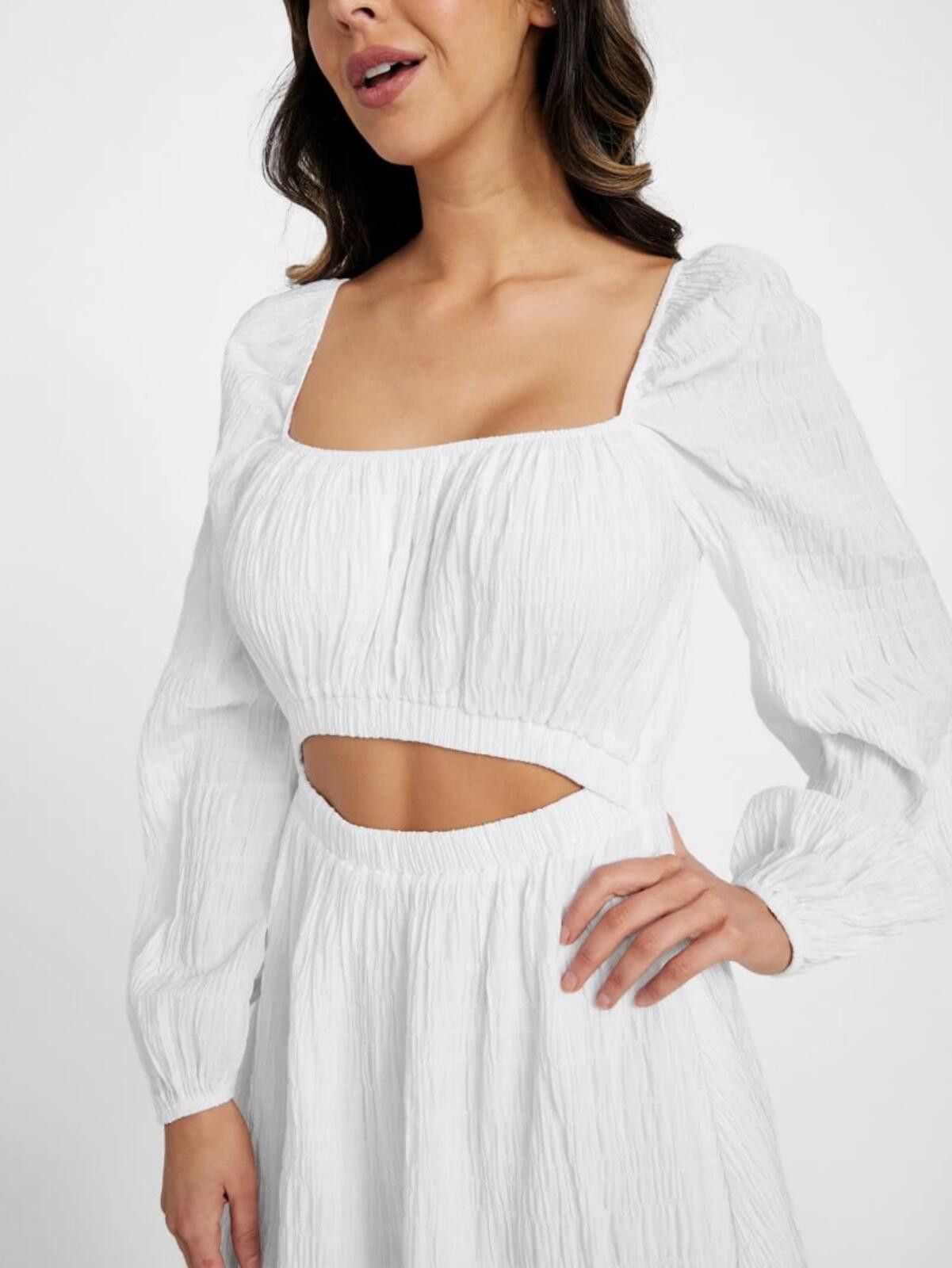 Guess Guess ECO Kimmy Smocked Mini Dress - Medium - White Size M / US 6-8 / IT 42-44 - 2 Thumbnail