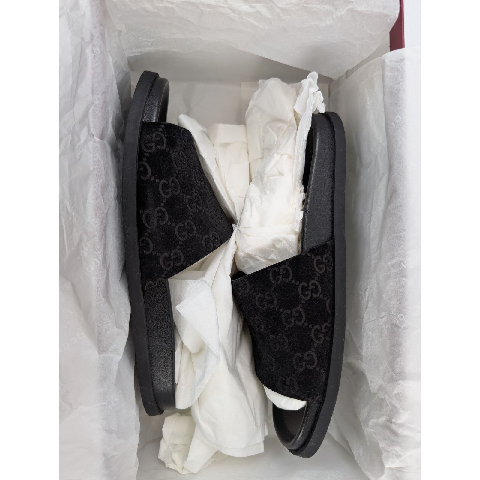 Gucci o1rshd1 Luxury Suede GG logo Slipper Slide Slider in Black Size US 7.5 / EU 40-41 - 18 Thumbnail