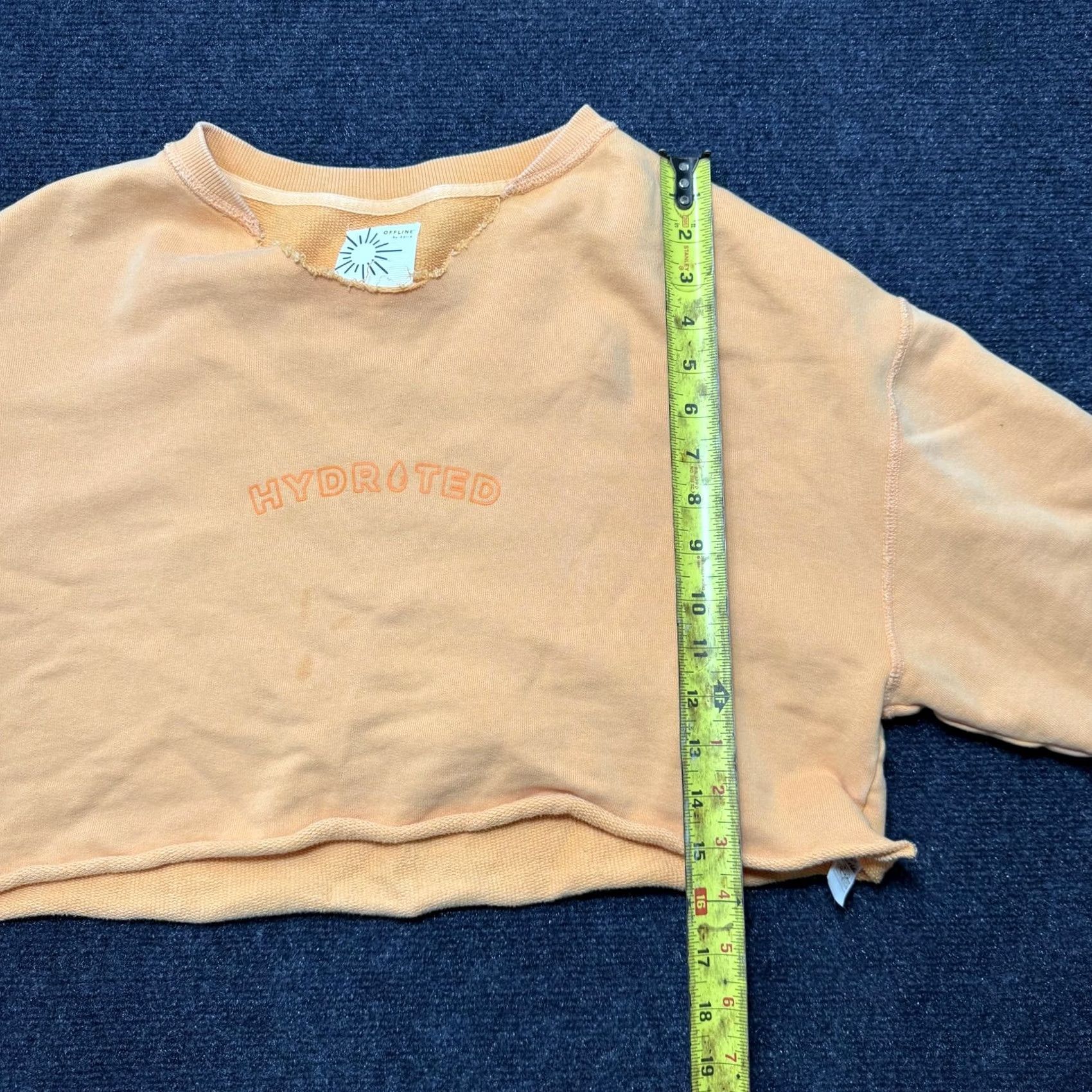 Vintage OFFLINE by Aerie Sweatshirt Womens Small Orange HYDRATED Cropped Fleece Pullover Size S / US 4 / IT 40 - 7 Thumbnail