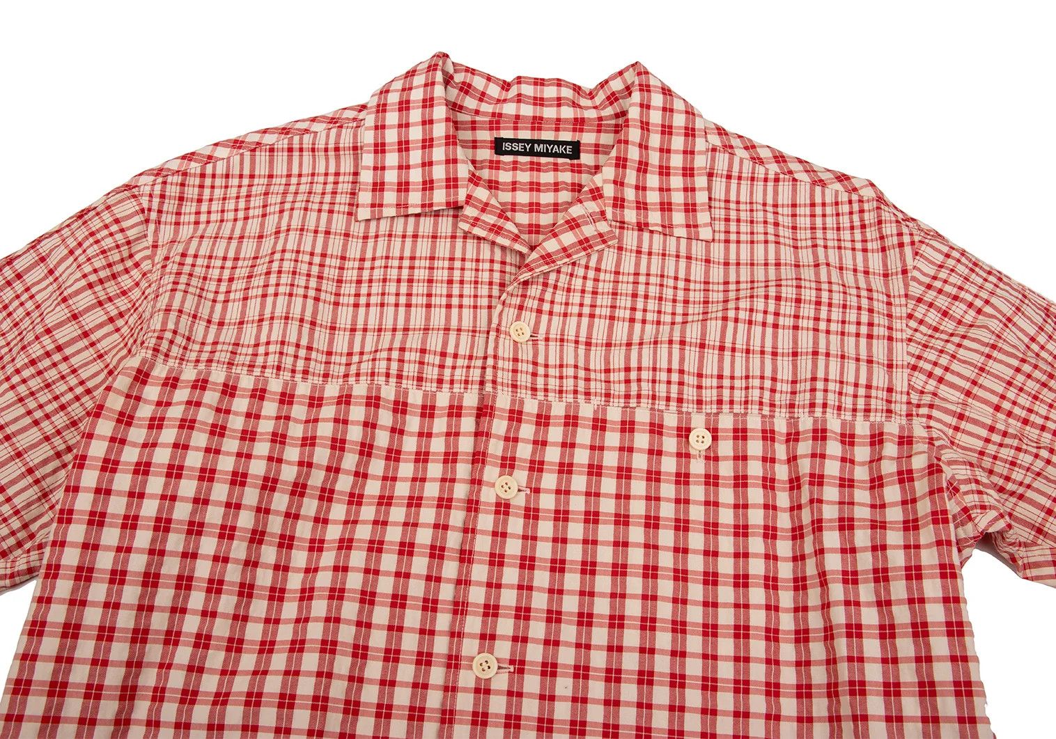 Issey Miyake Multi-Check Panel Long Sleeve Shirt in Red Beige Black Size US M / EU 48-50 / 2 - 2 Thumbnail