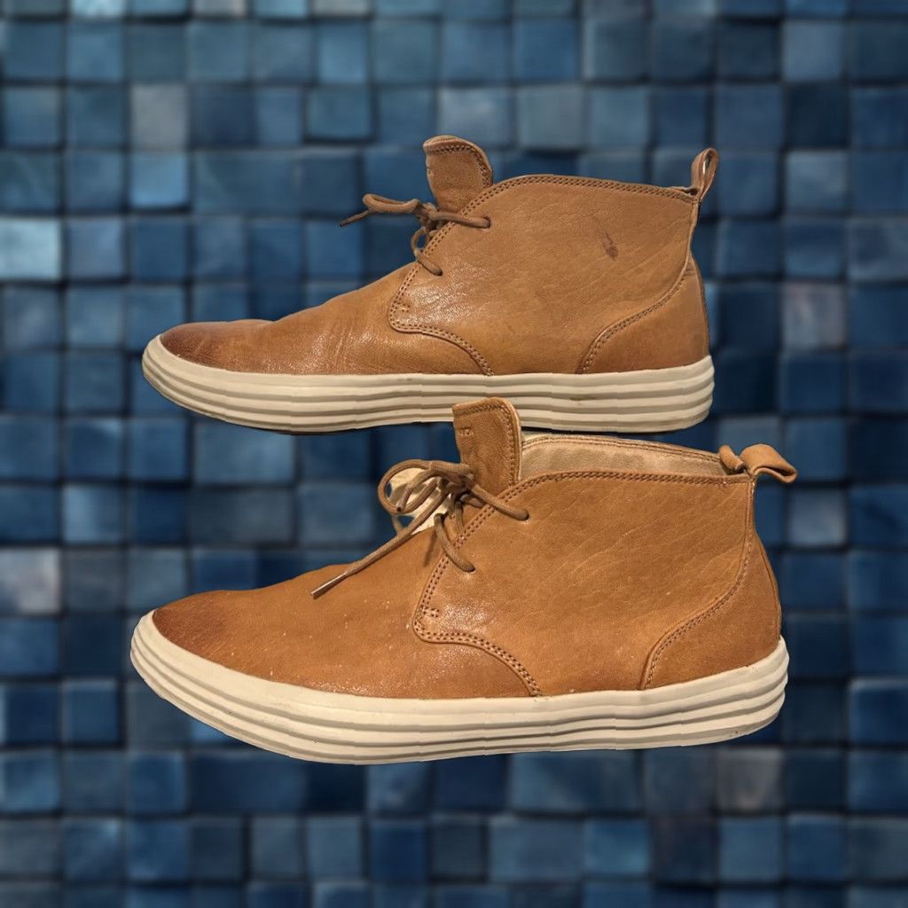 Vintage VINTAGE? No. Just rearrange: Mark Nason Mens Boot LaceUp Chelsea Leather Mid Chukka Brown Tan 11 Leather Upper Insole Outsole Casual Mens Shoes Size US 11 / EU 44 - 1 Thumbnail
