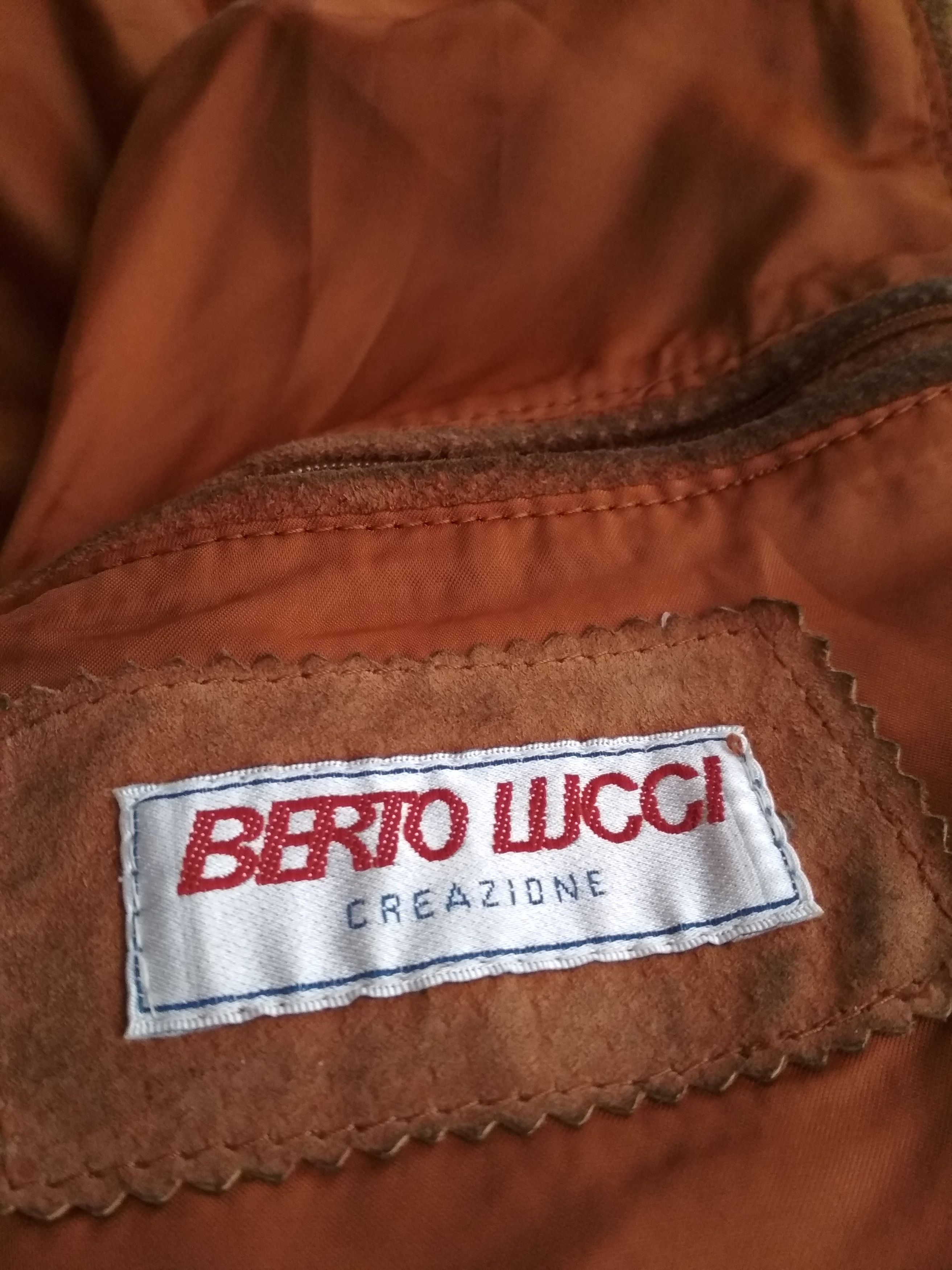 Vintage Vintage BERTO LUCCI Genuine Leather Bomber Jacket Retro Rare Size US L / EU 52-54 / 3 - 5 Thumbnail