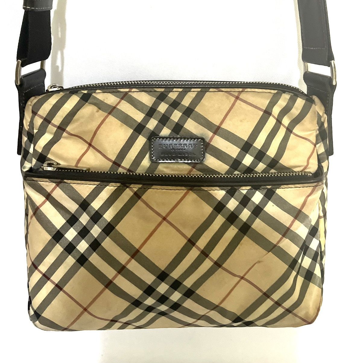 Burberry Monogram Crossbody Bag in Beige, Women's