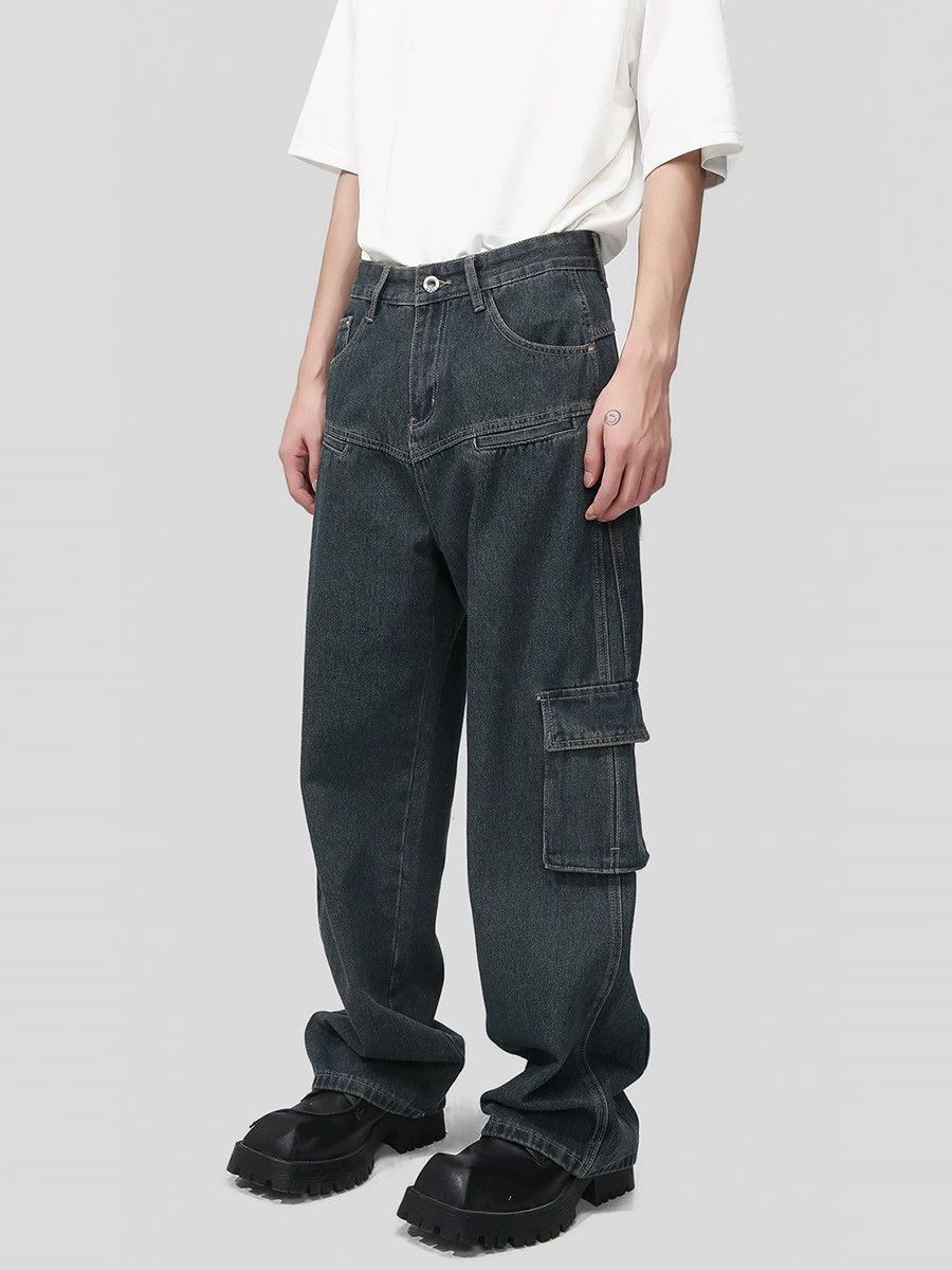 Vintage American retro distressed multi-pocket work jeans Size US 32 / EU 48 - 3 Thumbnail