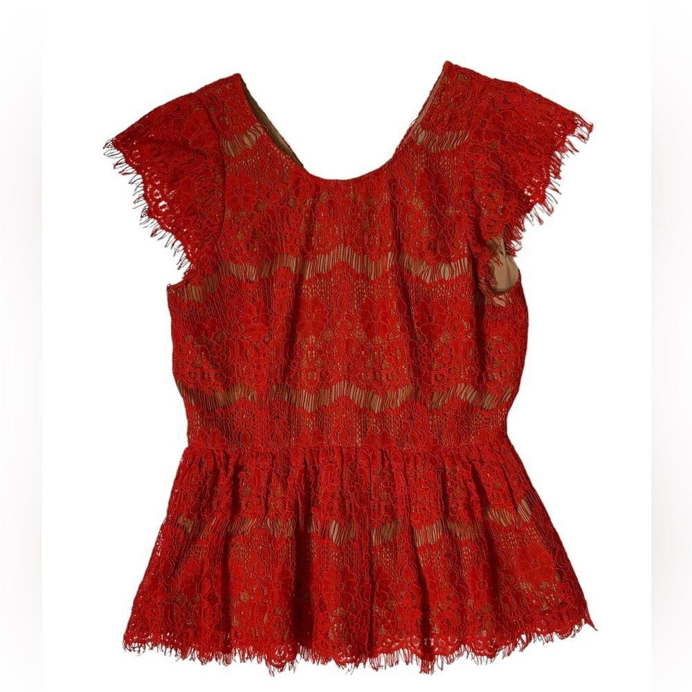 Designer Anthropologie l Maeve Katrine Lace Peplum Top SmallP Size S / US 4 / IT 40 - 2 Thumbnail