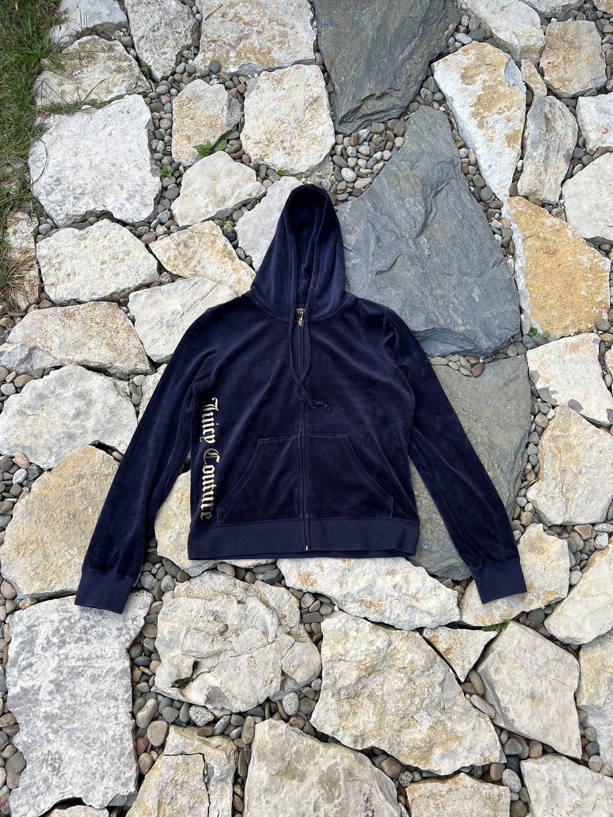 Juicy Couture × Vintage Vintage Juicy Couture y2k velvet black label zip hoodie gold Size L / US 10 / IT 46 - 2 Thumbnail