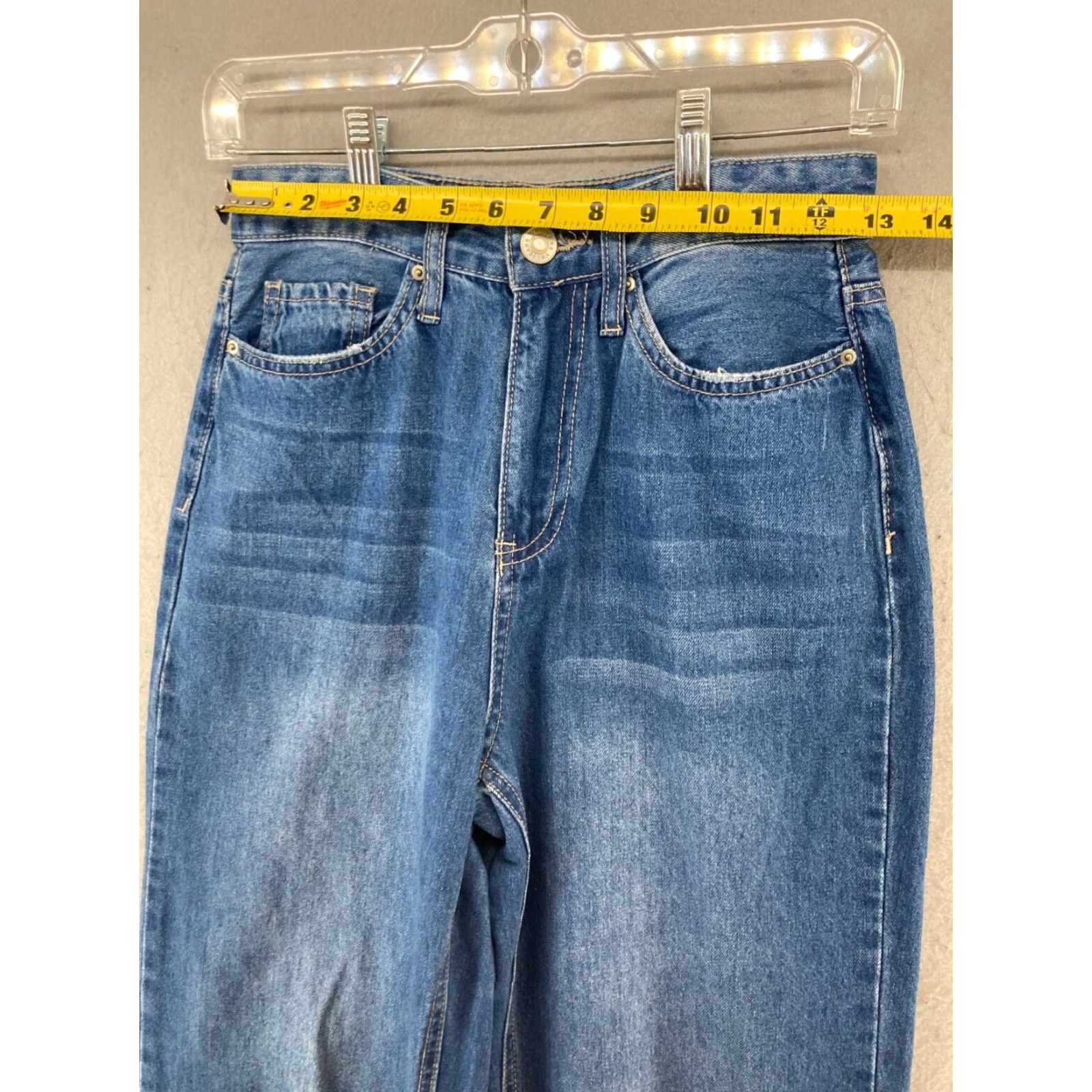 Denime YMI Womens Jeans 3/26 Blue Distressed Hi Rise Wide-Leg Denim 90s Regular Fit Size 26" / US 2 / IT 38 - 2 Thumbnail