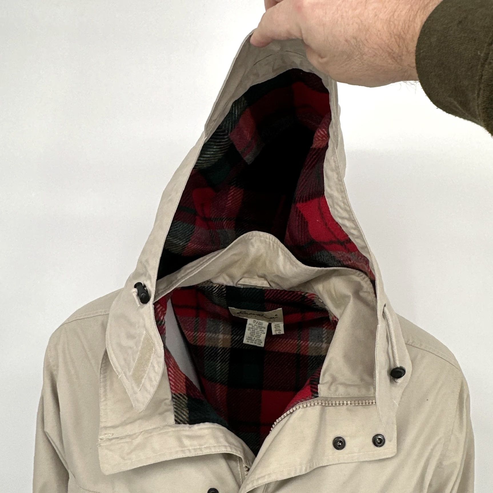 Eddie Bauer VINTAGE Eddie Bauer Coat Mens LT Beige Hooded Parka Wool Lined Field Jacket Size US L / EU 52-54 / 3 - 5 Thumbnail