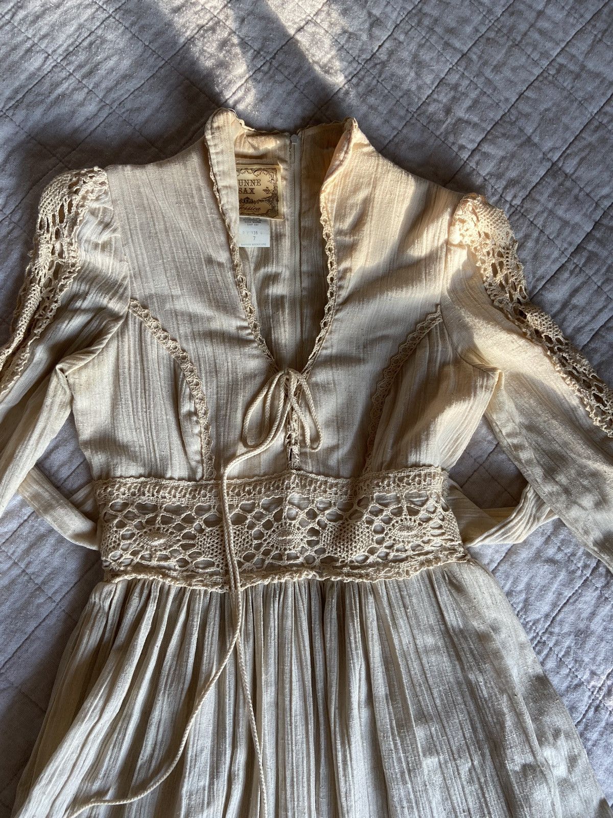 image of Vintage Vntg Gunne Sax Prairie Dress in Beige, Women's (Size Small)