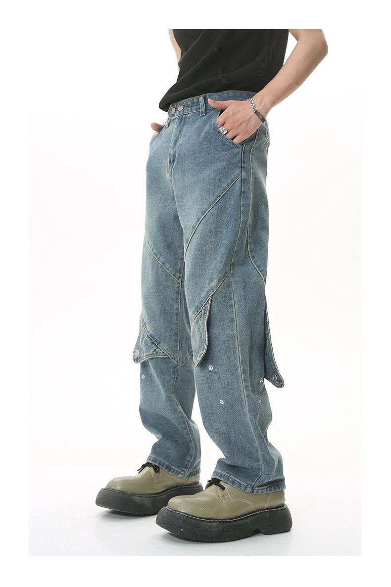 Japanese Brand × Jean Vintage motorcycle heavy patchwork distressed cargo jeans Size US 32 / EU 48 - 5 Thumbnail