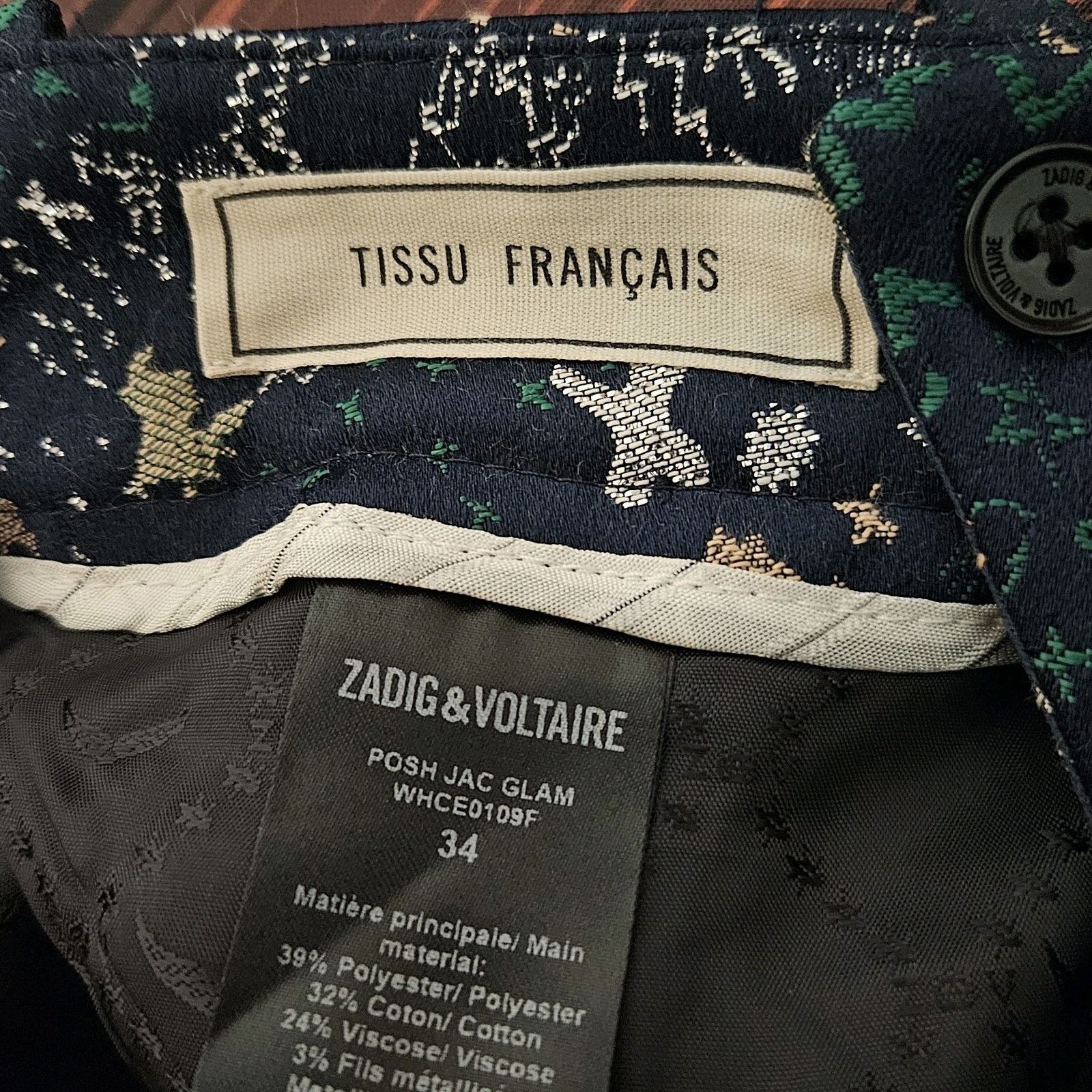 Zadig & Voltaire NEW Zadig & Voltaire Embroidered Blue Pants 27x25 Posh Size 27" / US 4 / IT 40 - 8 Thumbnail