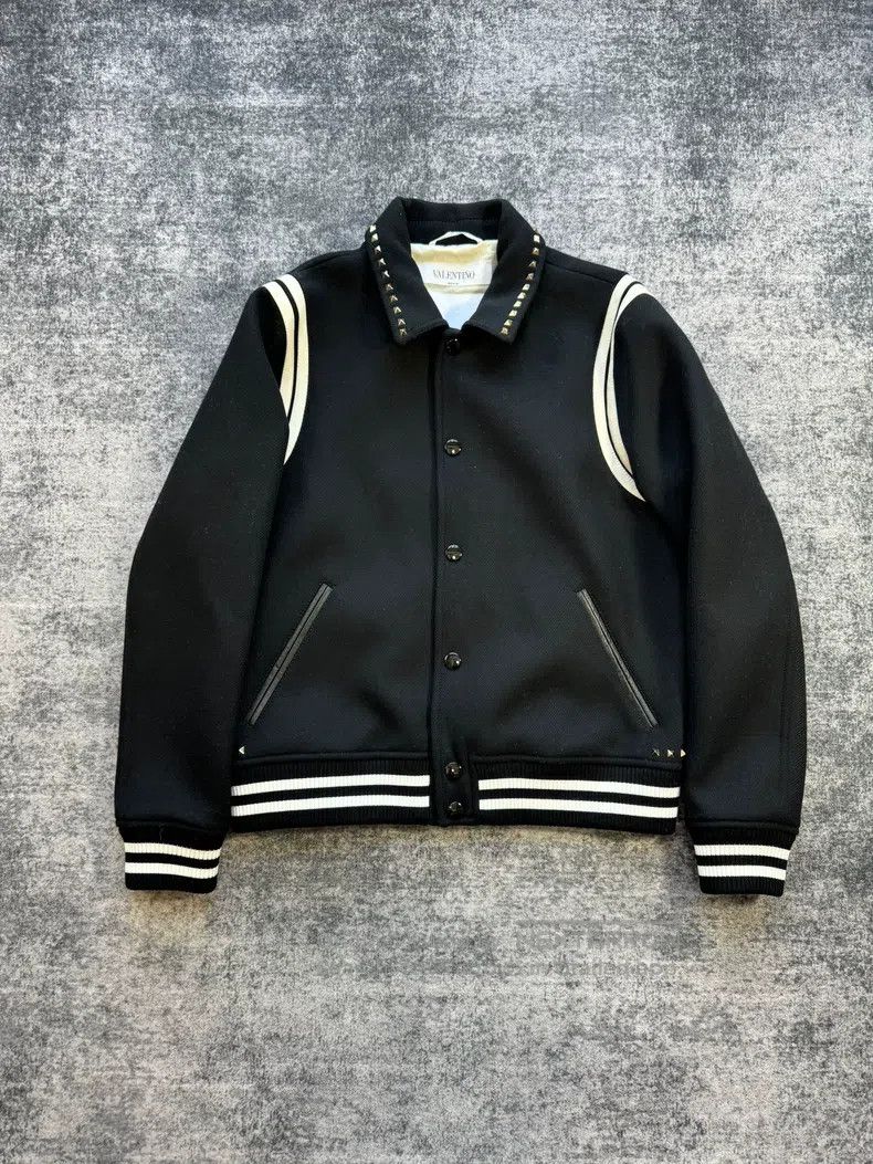 Valentino Valentino Black & White Patchwork Rivet Wool Baseball Uni Size US M / EU 48-50 / 2 - 1 Thumbnail