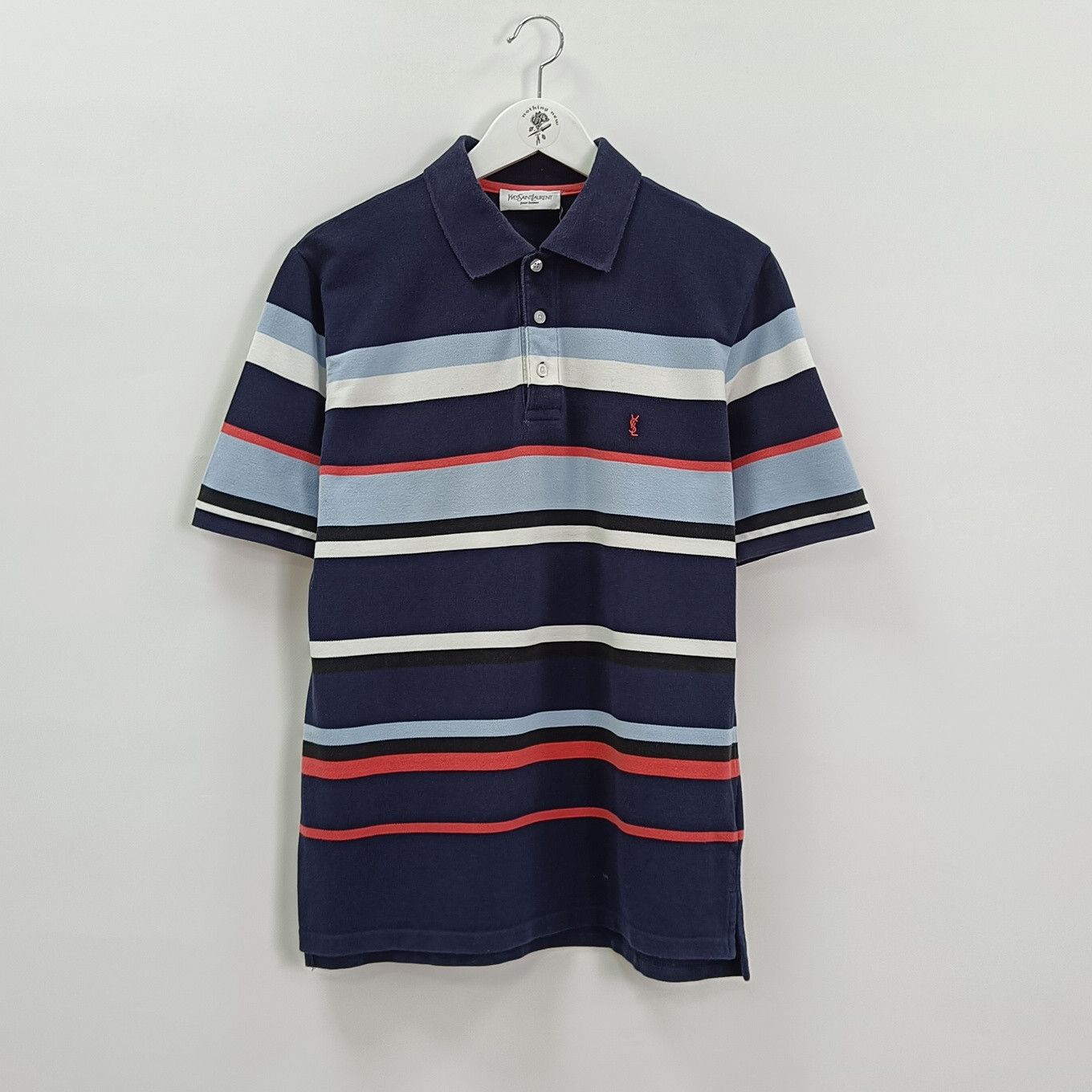 Vintage Yves Saint Laurent Striped Polo Shirt Size US M / EU 48-50 / 2 - 1 Thumbnail