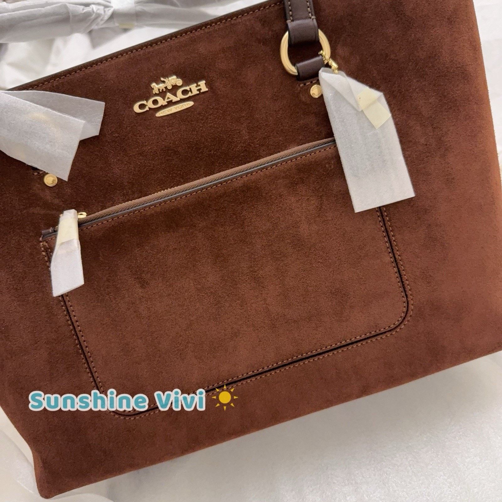Coach NWT COACH CCC77 Station Tote Bag suede, Vintage Brown Size ONE SIZE - 7 Thumbnail