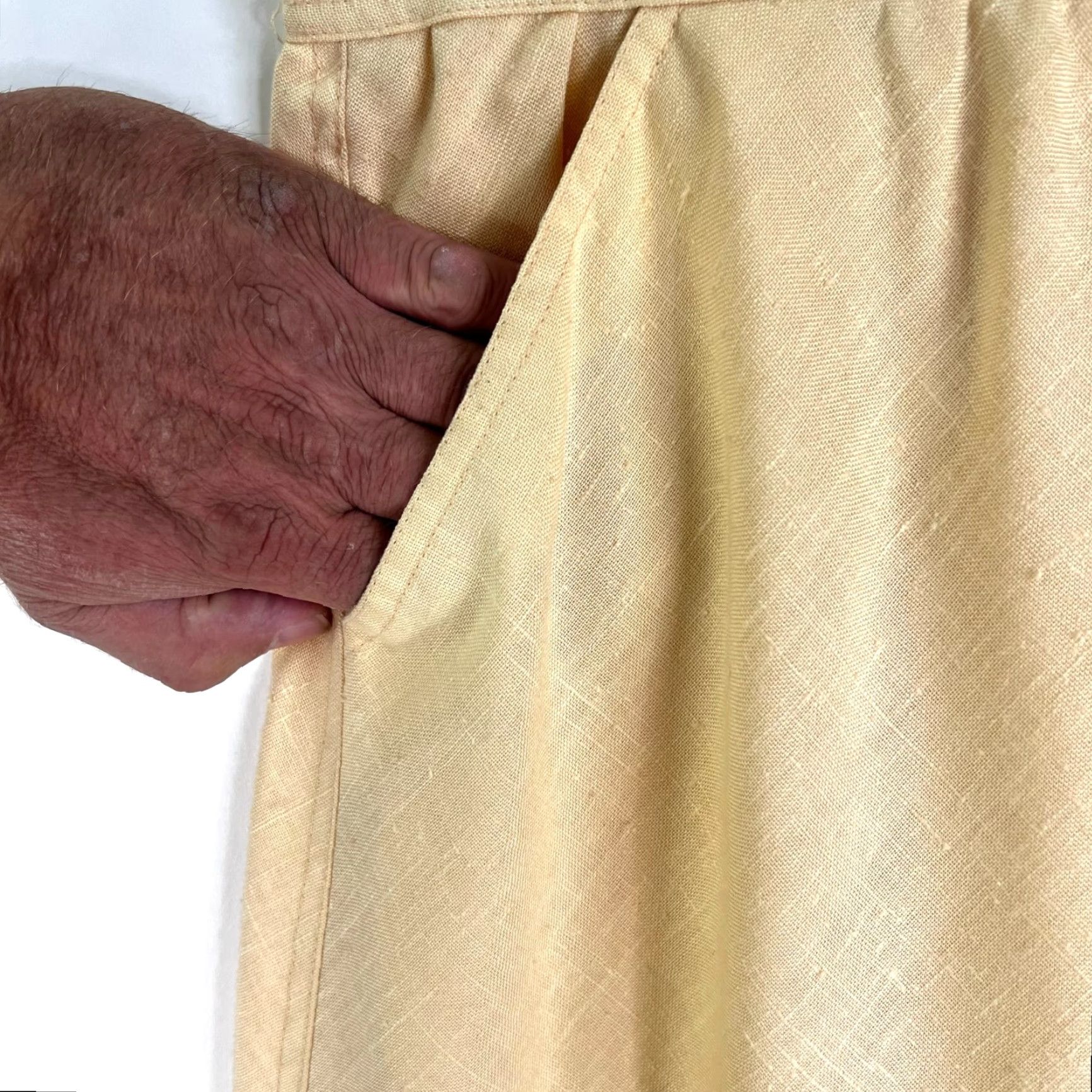 Vintage Vintage Evaa Picon A-Line Linen Skirt Women’s Size 14 Yellow Pockets 80s Midi Fall Spring Summer Size 36" / US 14 / IT 50 - 3 Thumbnail