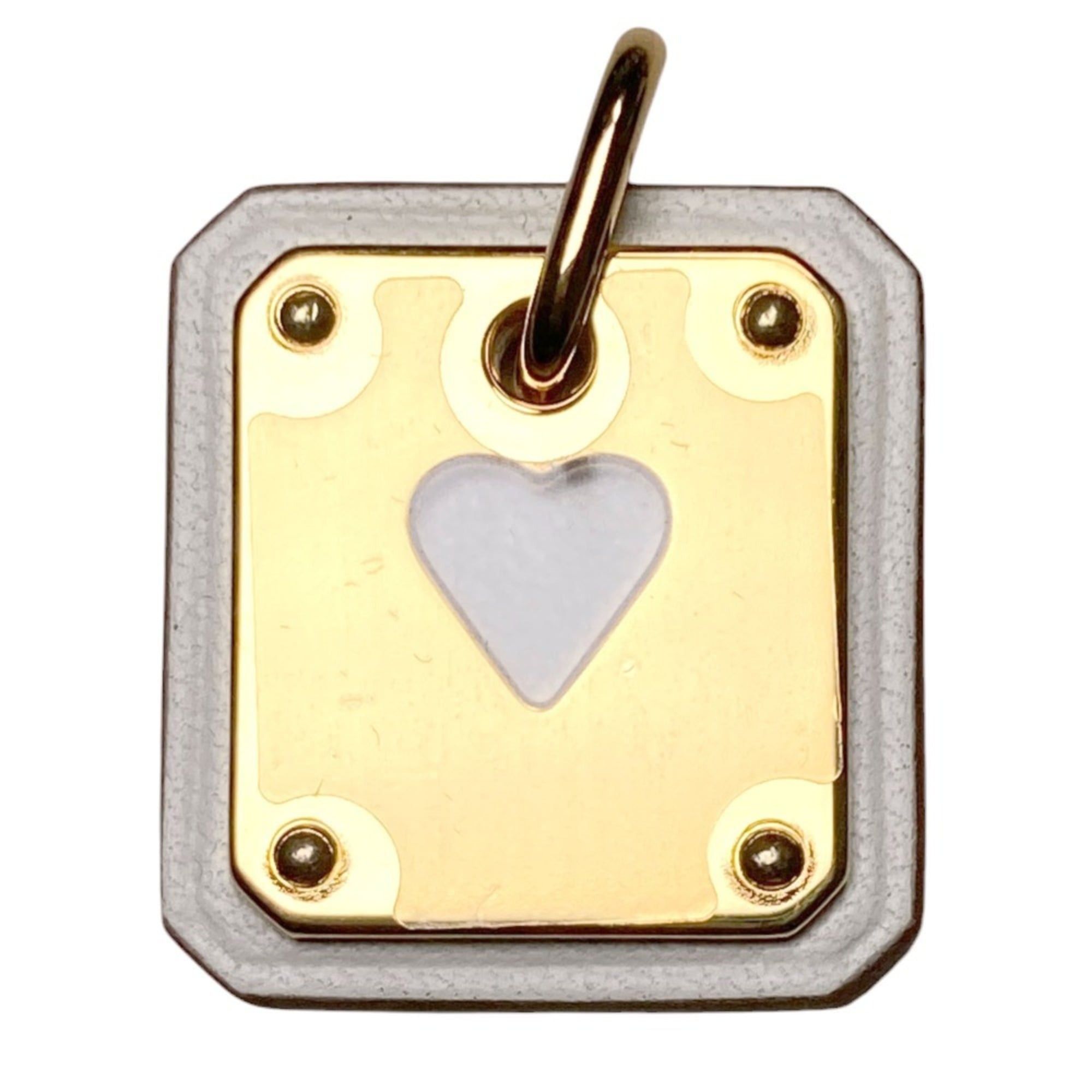 Hermes Hermes As de Coeur PM Heart Motif GP x Leather Pendant Top White Gold Color Women's Size ONE SIZE - 1 Thumbnail