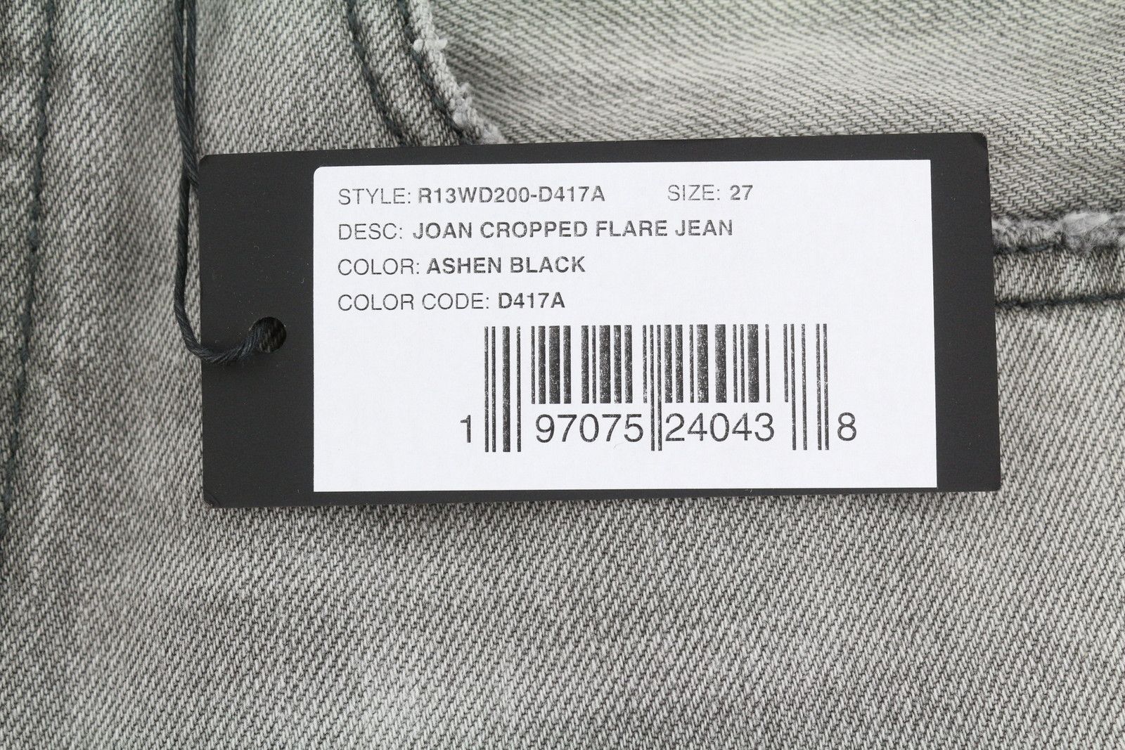 R13 JOAN CROPPED FLARE 27 Ashen Black Jeans 90039 Size 27" / US 4 / IT 40 - 8 Thumbnail
