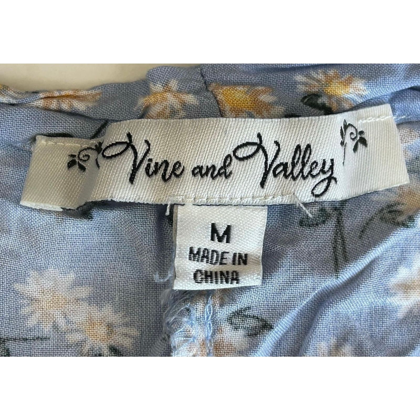 Other Vine & Valley | Blue Floral Button Front Romper | Medium Size 22" - 3 Thumbnail
