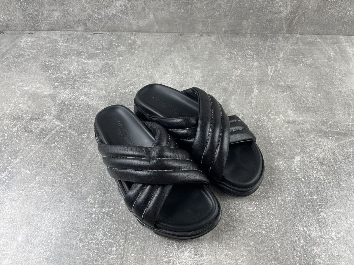 Fabiana Filippi Fabiana Filippi Black Leather Cross Strap Sandals Slides Size US 9.5 / IT 39.5 - 3 Thumbnail