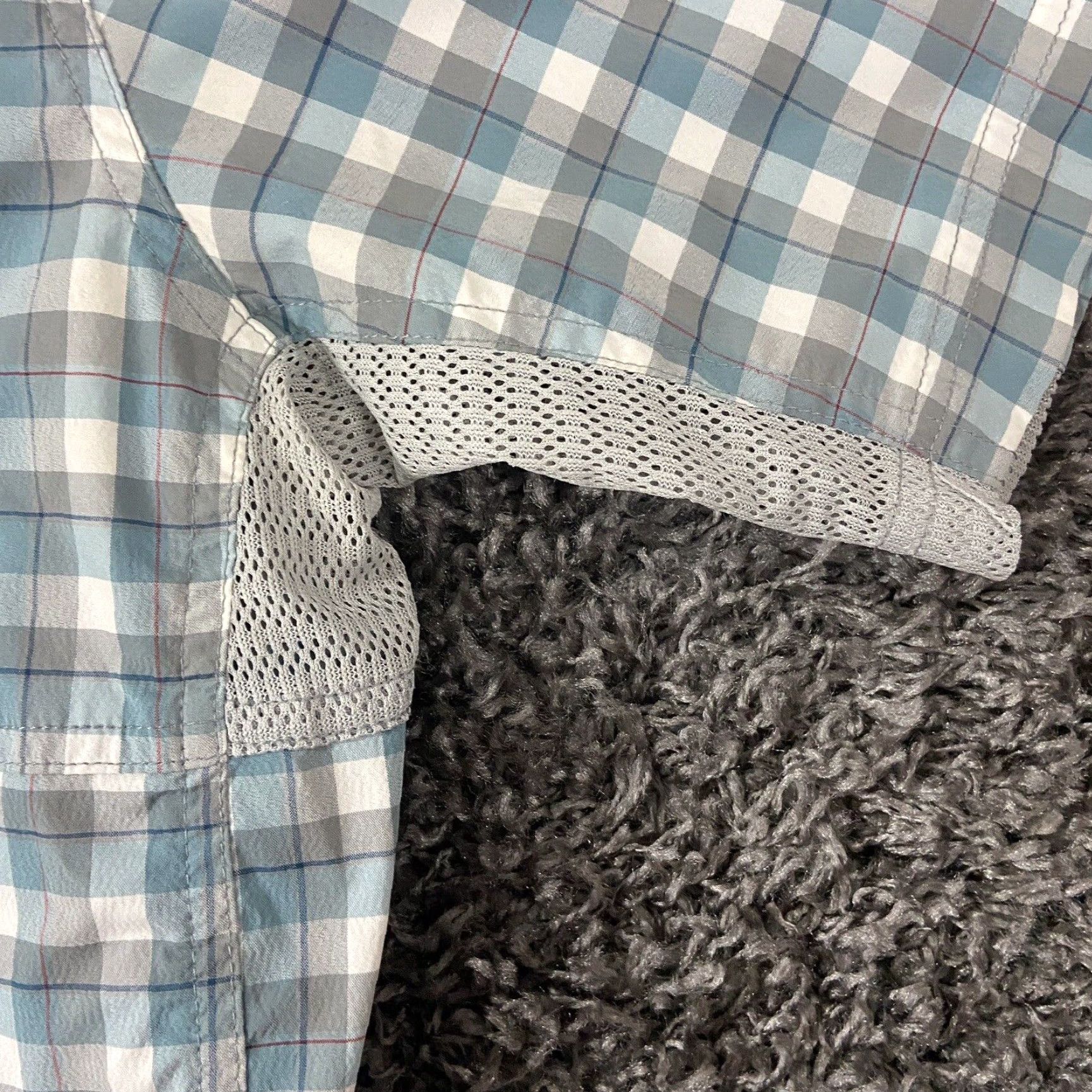 Vintage REI Shirt Blue Plaid Outdoor Button-Up Short Sleeve Men L Size US 33 - 4 Thumbnail