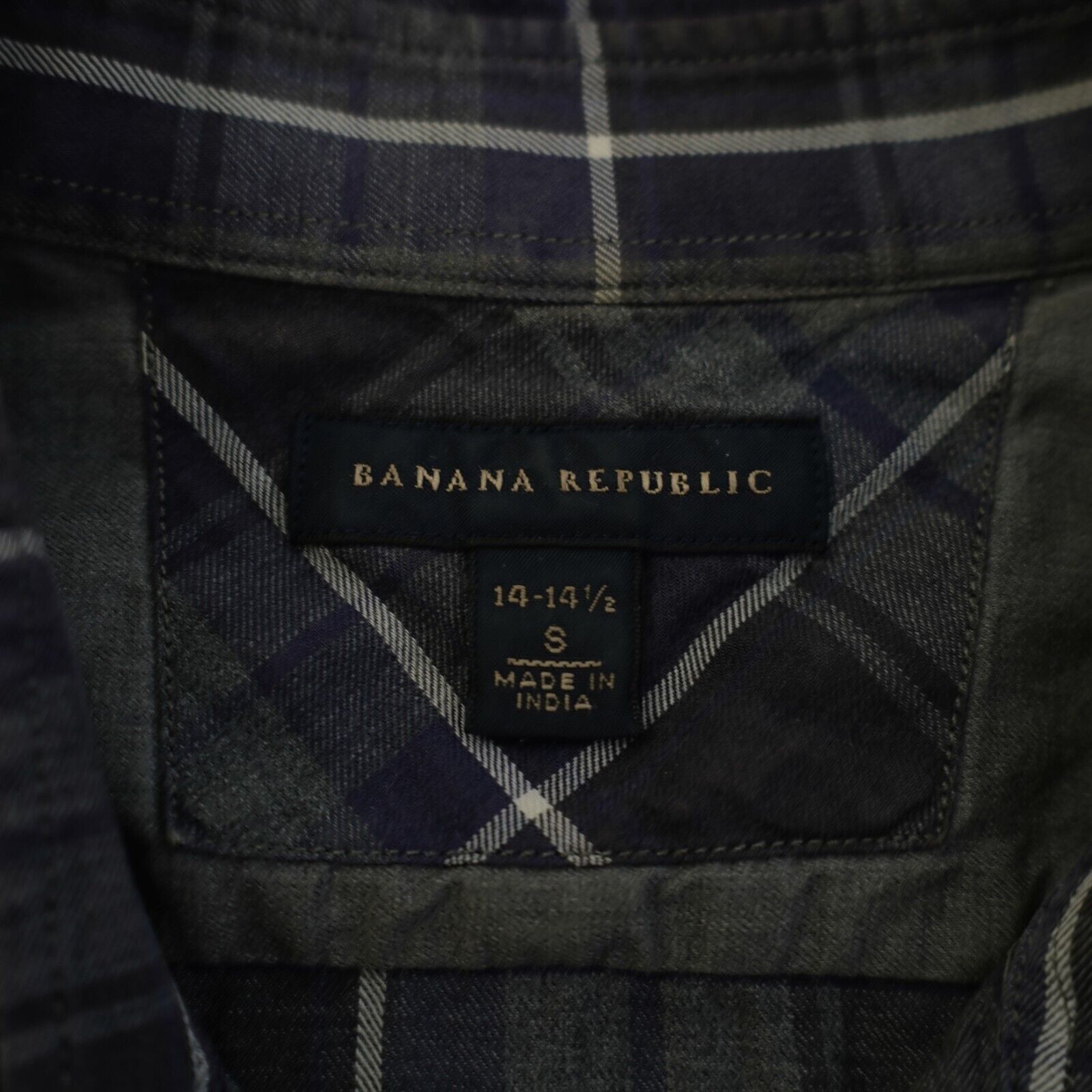 Banana Republic Banana Republic Blue Gray Flannel Plaid Small 14-14.5 Collar Size US S / EU 44-46 / 1 - 10 Thumbnail