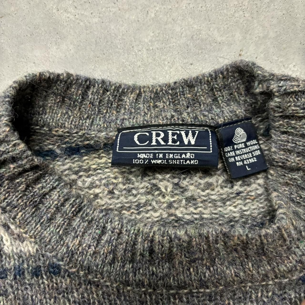 Japanese Brand × Vintage Crazy Vintage Y2K/2000s Grey Striped Pattern 100% Wool Essential Sweater! Size US L / EU 52-54 / 3 - 6 Thumbnail