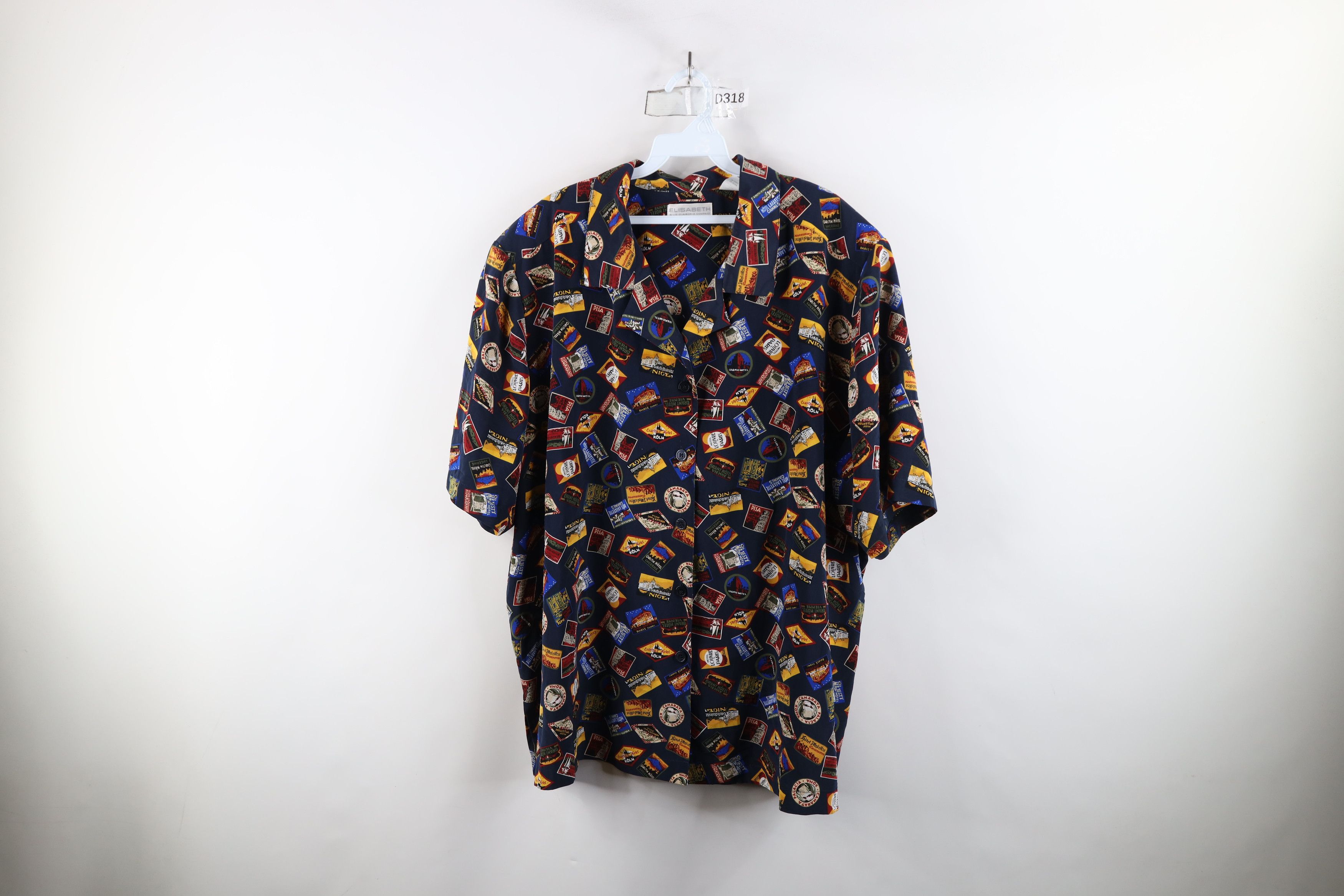 Vintage Vintage 90s Card All Over Print Camp Collar Button Shirt Size 3XL / US 20-22 - 1 Thumbnail