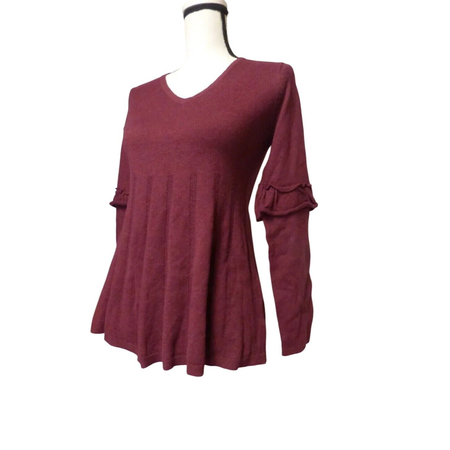 Other Style & Co Petite Pleated Ruffle-Sleeve Sweater, Medium Pur Size ONE SIZE - 2 Thumbnail