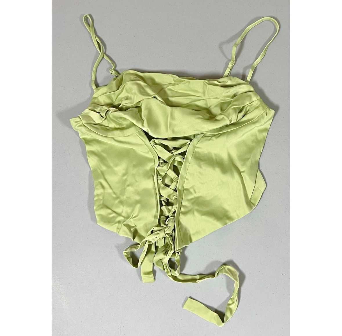 Urban Outfitters Urban Outfitters Green Satin Tie-Up Corset Top Shirt Size M✨ Size M / US 6-8 / IT 42-44 - 3 Thumbnail