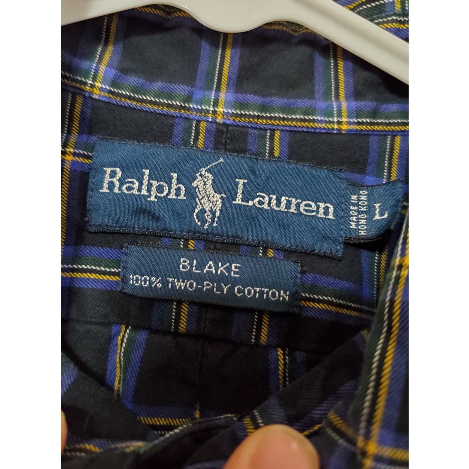 Ralph Lauren Ralph Lauren Blake Button-Up Shirt Navy Plaid 100% Cotton Large Mens Long Sleeve Classic Preppy Logo Size US L / EU 52-54 / 3 - 4 Thumbnail