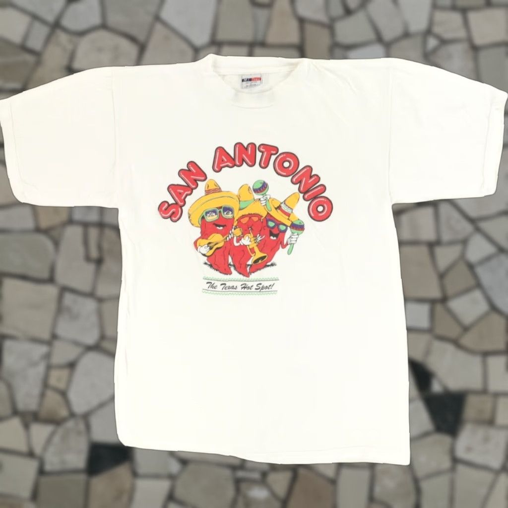 Vintage VTG MI Tees San Antonio Hot Spot Mariachi Solid T-Shirt White Men's L Size US L / EU 52-54 / 3 - 1 Thumbnail